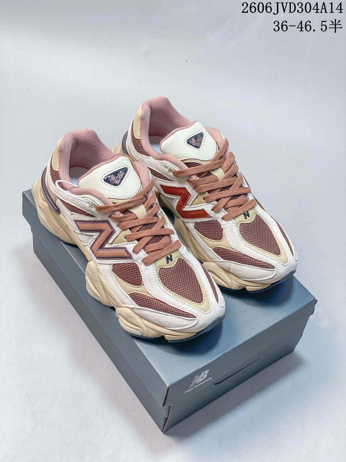 New Balance 9060 Sneakers in Cream, Brown and Pink