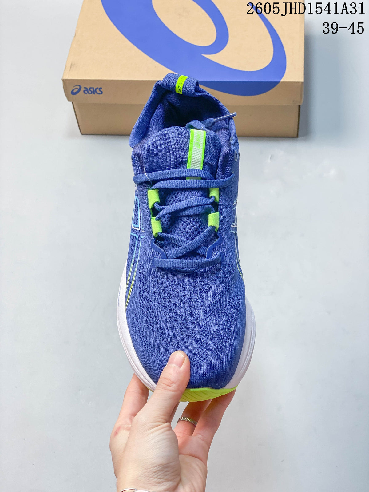 ASICS GEL-NIMBUS 26 Running Shoes, Blue and Lime