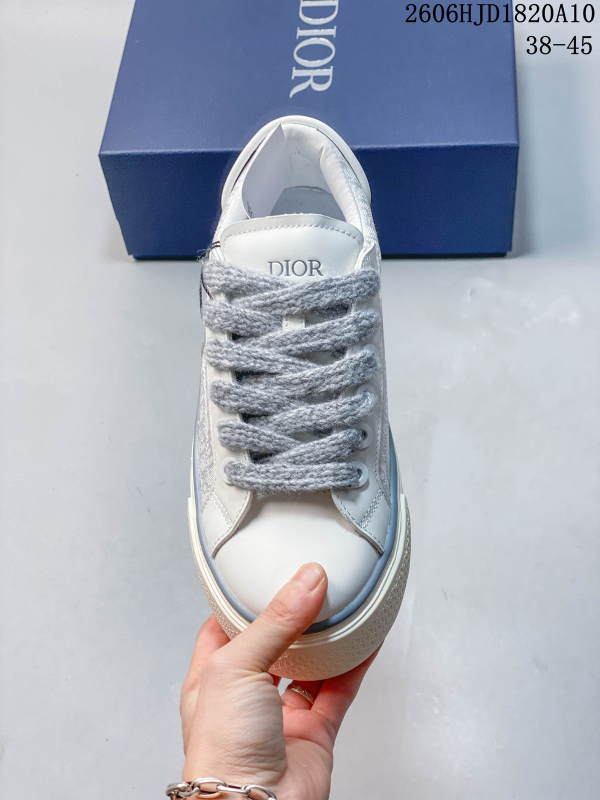 Dior B33 Low-Top Sneakers in White and Gray