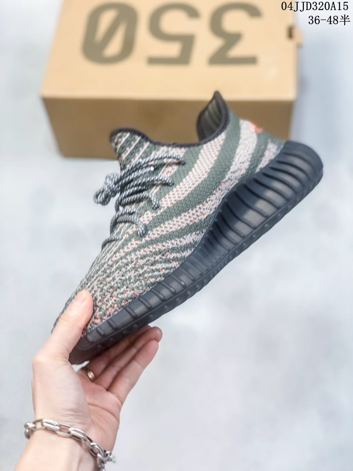 Adidas Yeezy Boost 350 V2 Gray and Orange Sneakers