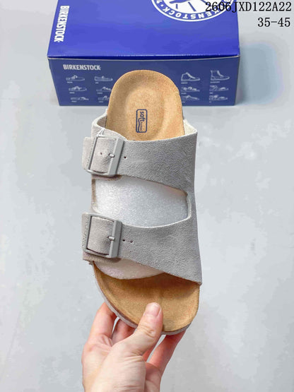 Birkenstock Boston VL Suede Two-Strap Clogs, Taupe