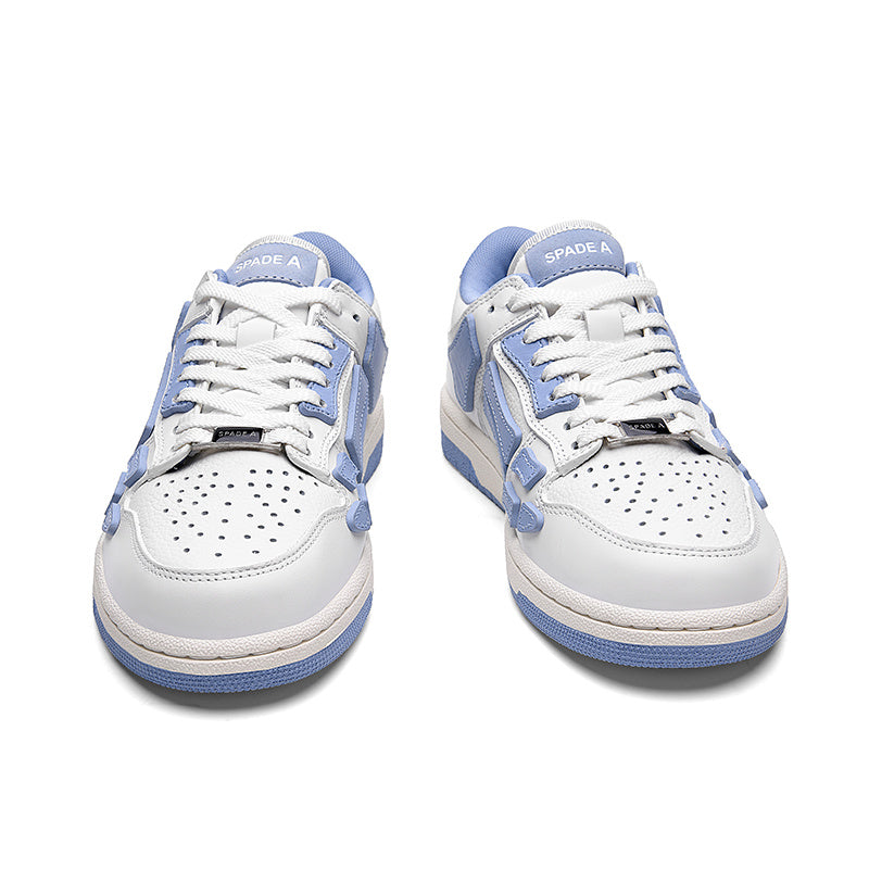 White and Light Blue Low-Top Sneakers MFS003-113
