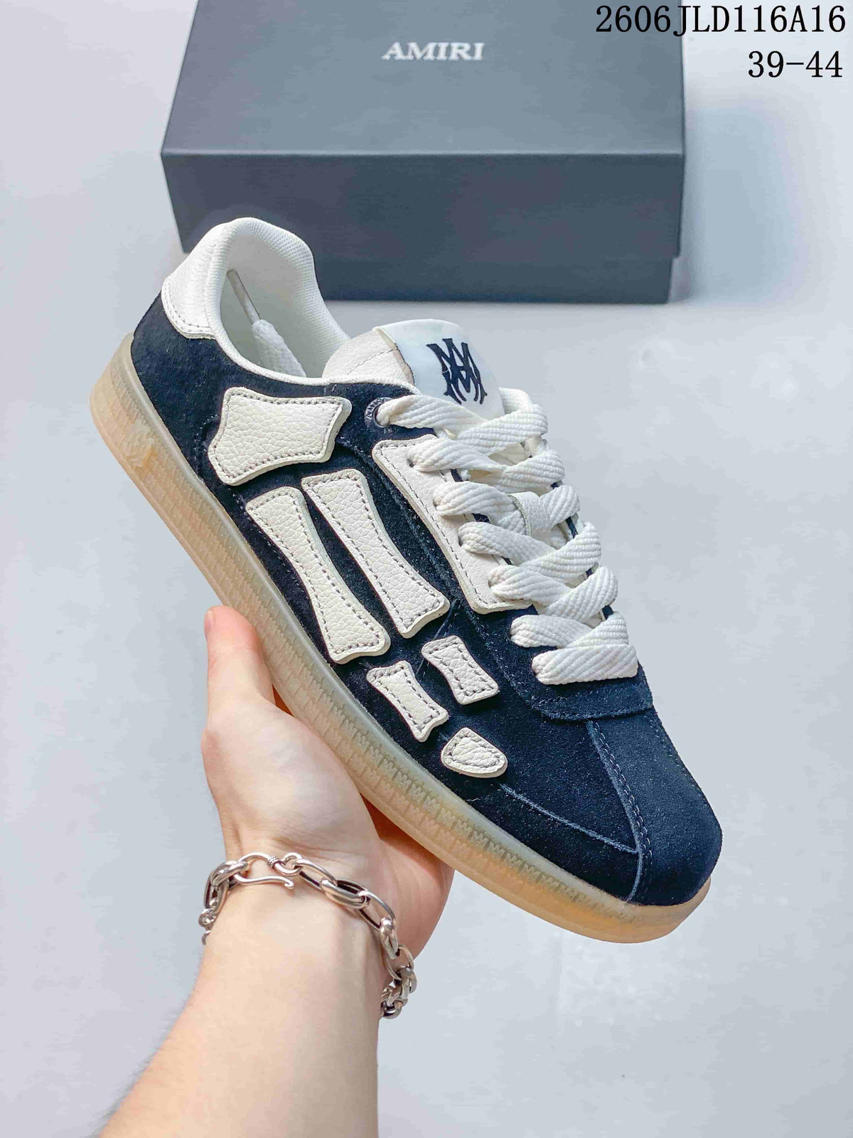 AMIRI Pacific Bones Low-Top Sneakers in Navy and White