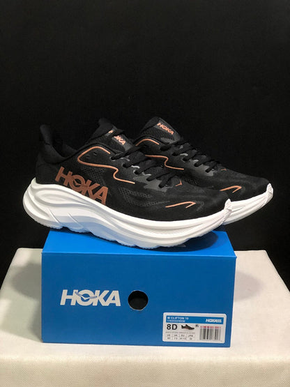 HOKA Clifton 10 Running Shoes, Black and White