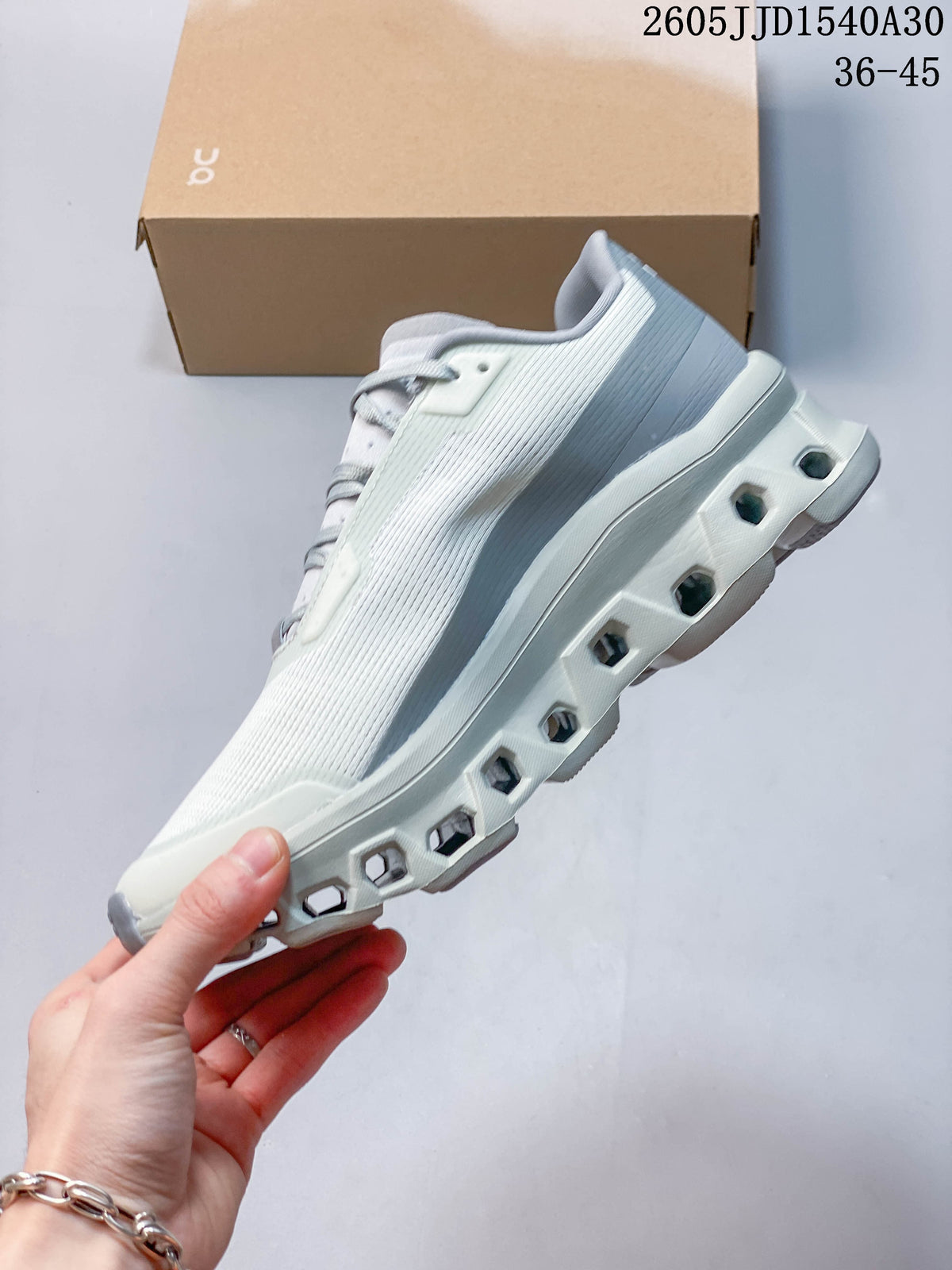 On Cloudmonster 2 White and Grey Running Shoes