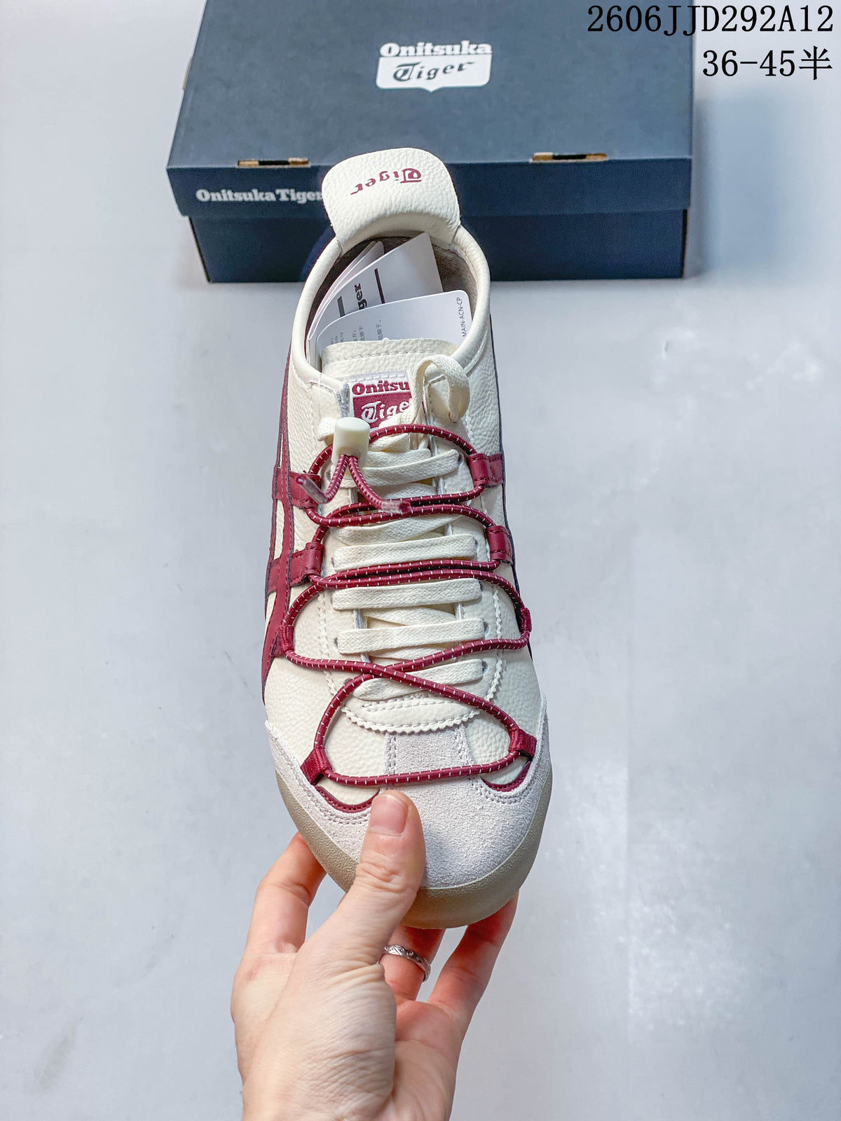 Onitsuka Tiger Mexico 66 Deluxe Sneakers in Cream and Burgundy