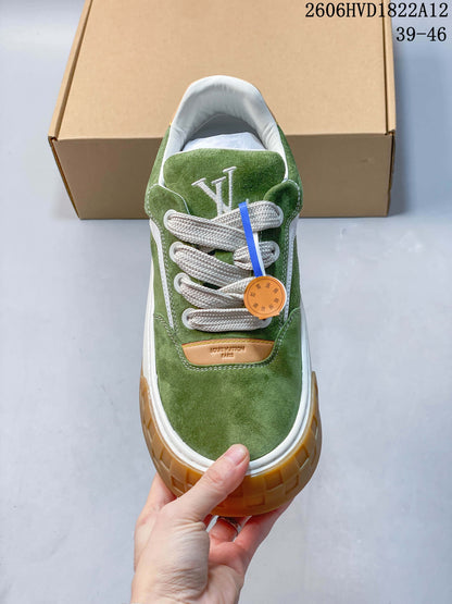 Louis Vuitton Green Low-Top Lace-Up Sneakers