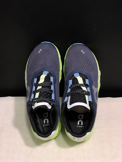 On Cloudmonster Running Shoes in Navy and Lime