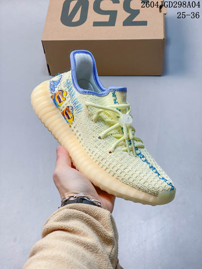 Adidas Yeezy 350 V2 Kids Sneakers in Cream and Blue