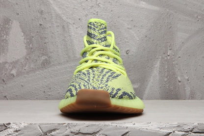 Yeezy Boost 350 V2 Sneakers in Lime Green and Brown