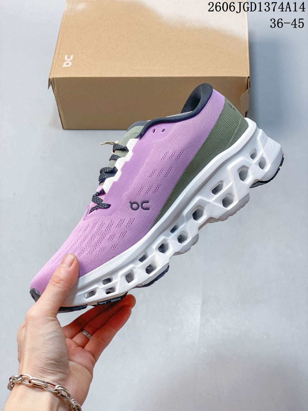 On Cloudmonster 3 Running Shoes in Lilac and Olive
