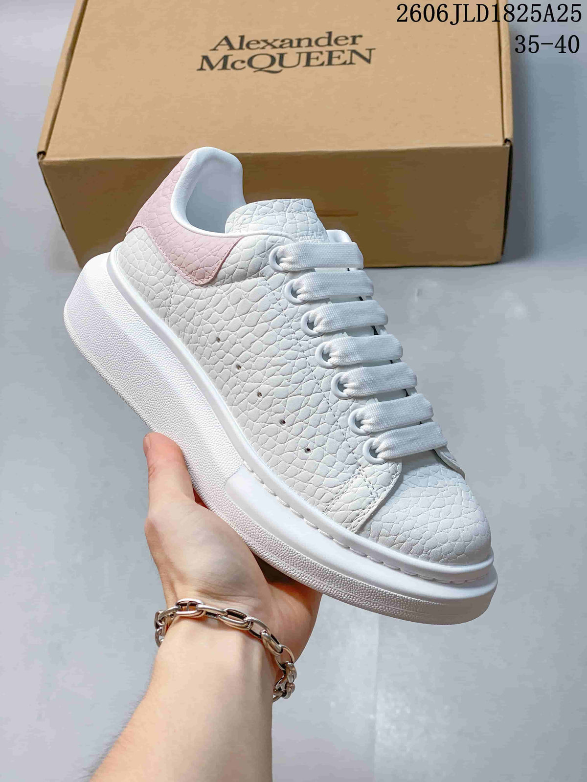 Alexander McQueen Oversized Sole Sneakers, White with Pastel Heel