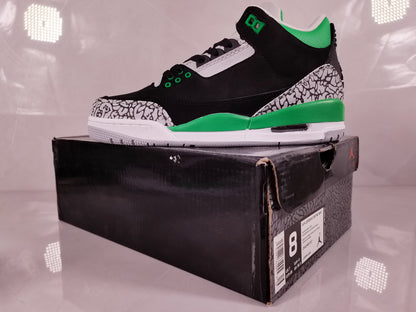 Jordan 3 Black Green Elephant Print Sneakers