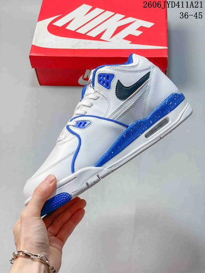 Nike Flight Legacy Mid-Top Basketball Shoes, White and Blue