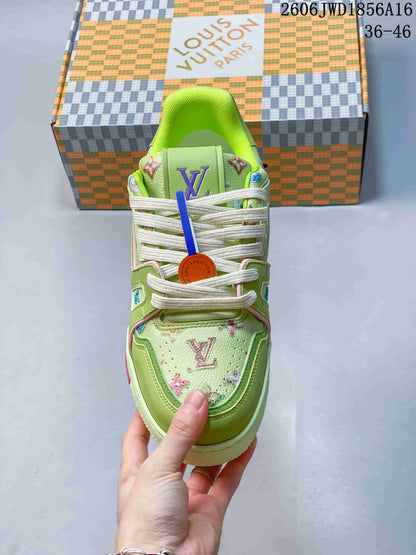 Louis Vuitton Trainer Low-Top Sneakers in Lime Green