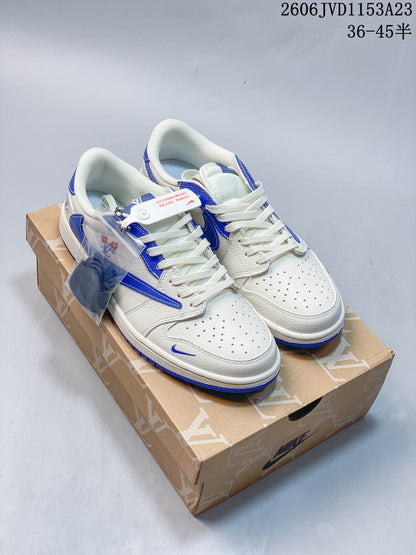 Nike Air Jordan 1 Low-Style Sneakers with Contrast Swoosh