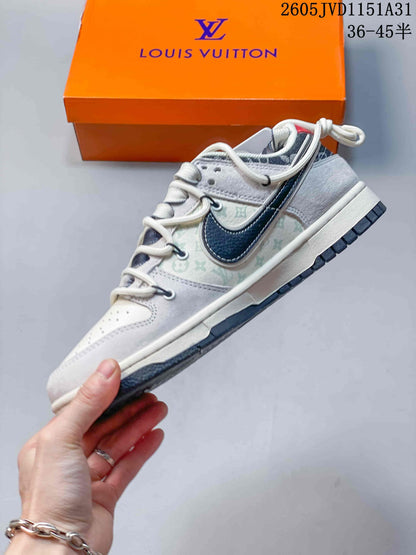 Nike SB Dunk Low White and Navy Custom Sneakers