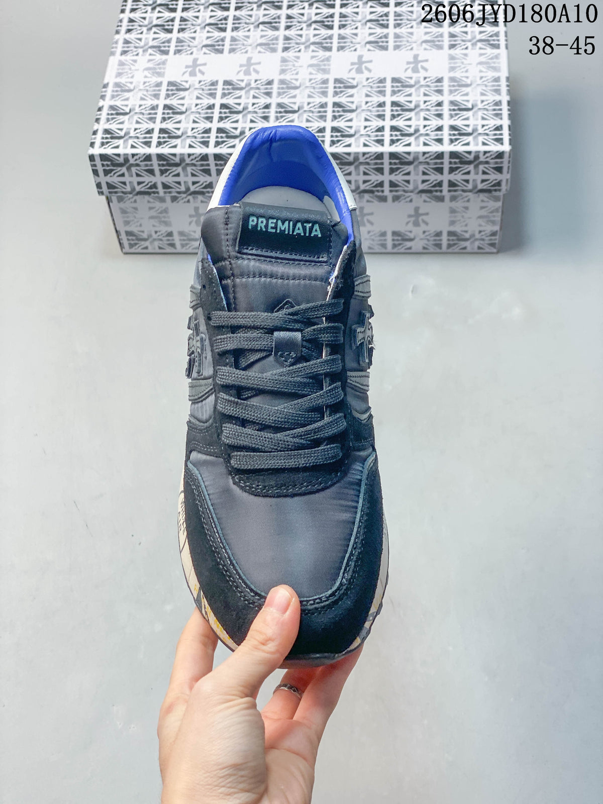 Premiata Drake Low-Top Trainers in Navy and Gray