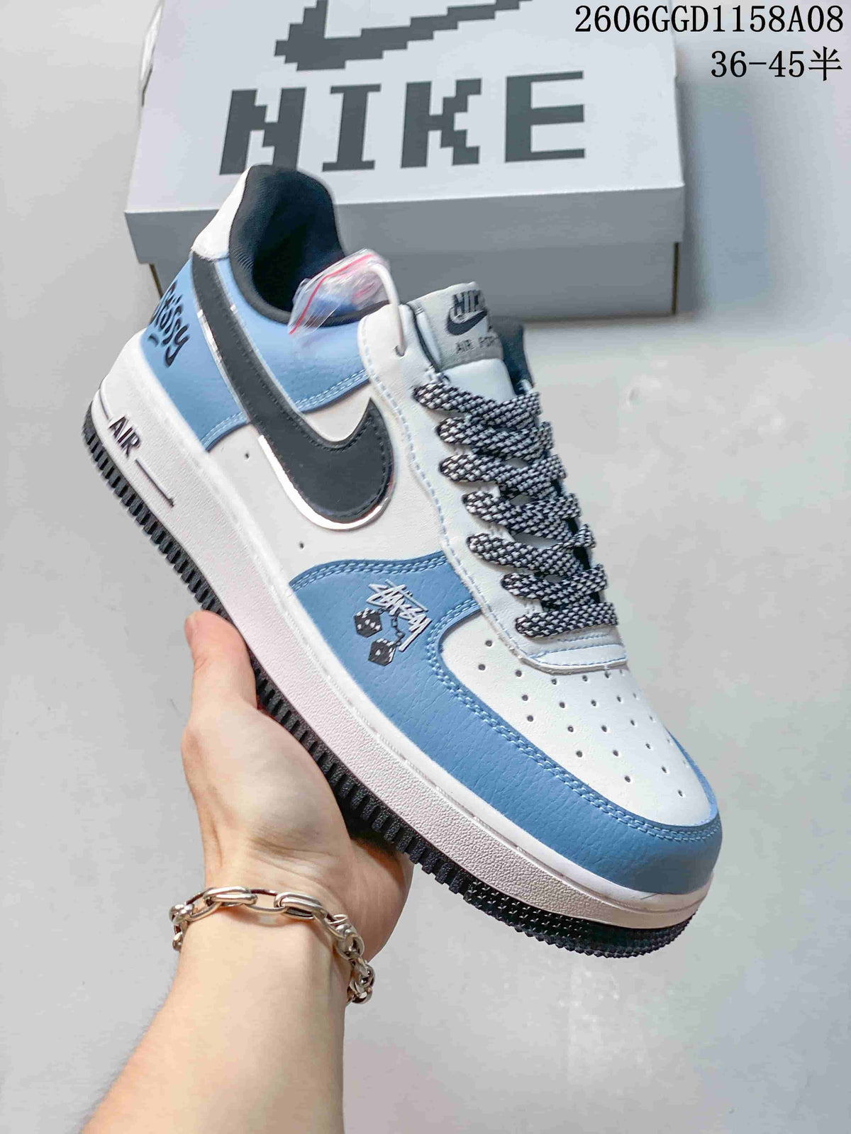 Nike Air Force 1 Low White and Blue Sneakers