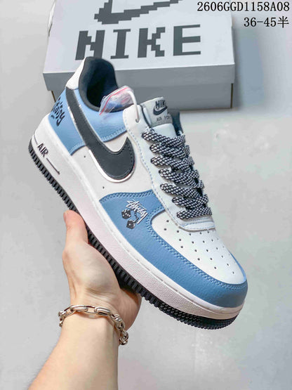 Nike Air Force 1 Low White and Blue Sneakers