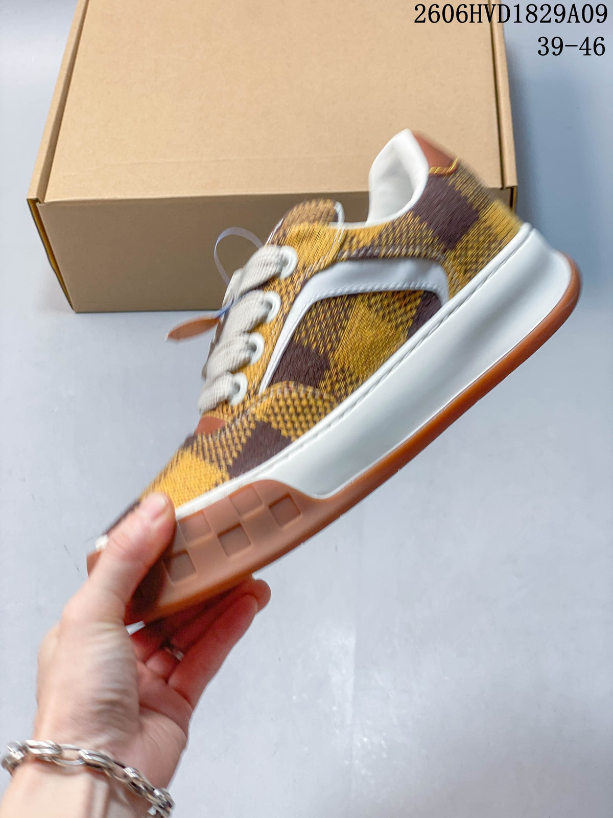 Louis Vuitton Checkerboard Low-Top Sneakers, Brown and Yellow