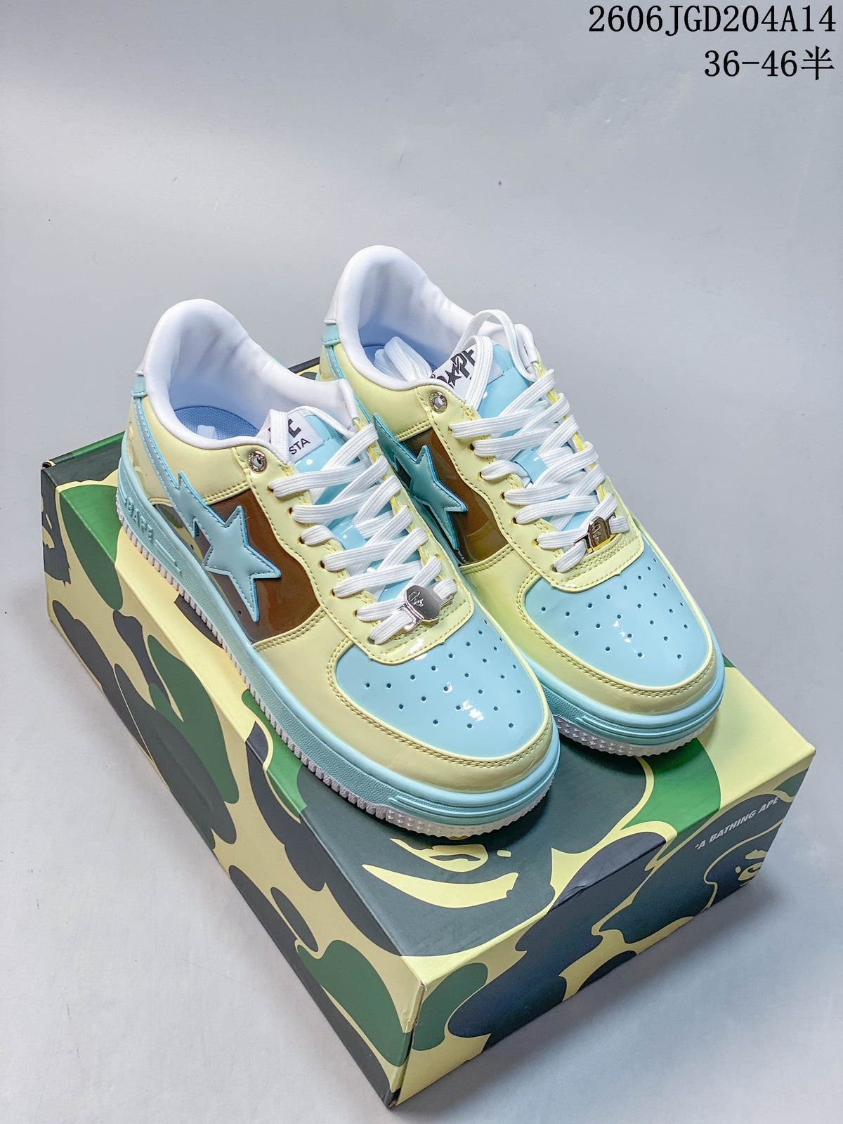 BAPE BAPE STA Low-Top Sneakers in Blue, Yellow and Brown