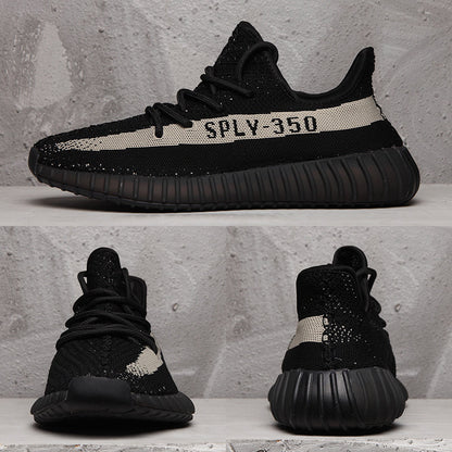 Yeezy 350 V2 Black and Cream Sneakers