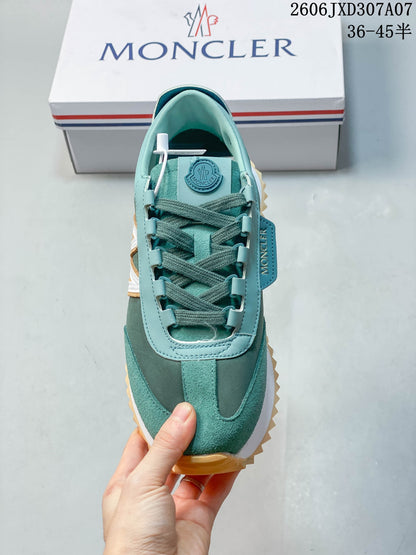 Moncler Teal Lace-Up Sneakers with Serrated Outsole