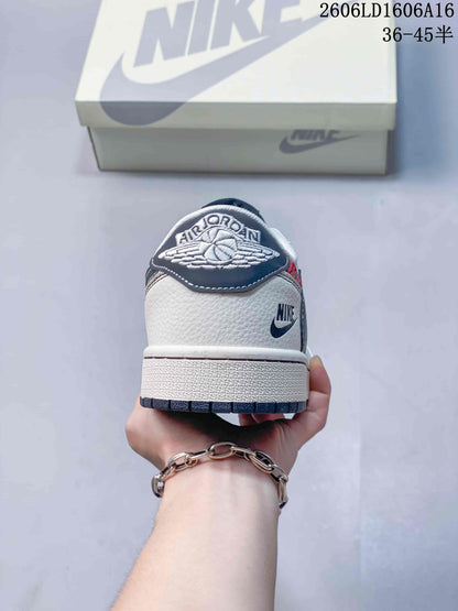 Jordan 1 Low Style Sneakers in Off-White and Navy