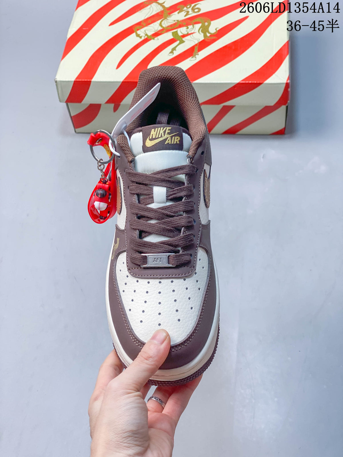 Nike Air Jordan 1 x Travis Scott Low-Top Sneakers, Brown and White