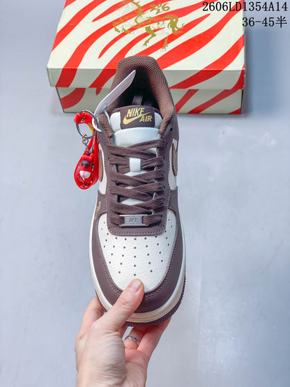 Nike Air Jordan 1 x Travis Scott Low-Top Sneakers, Brown and White