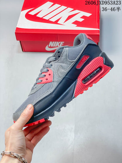 Nike Air Max 90 Gray and Red Low-Top Sneakers