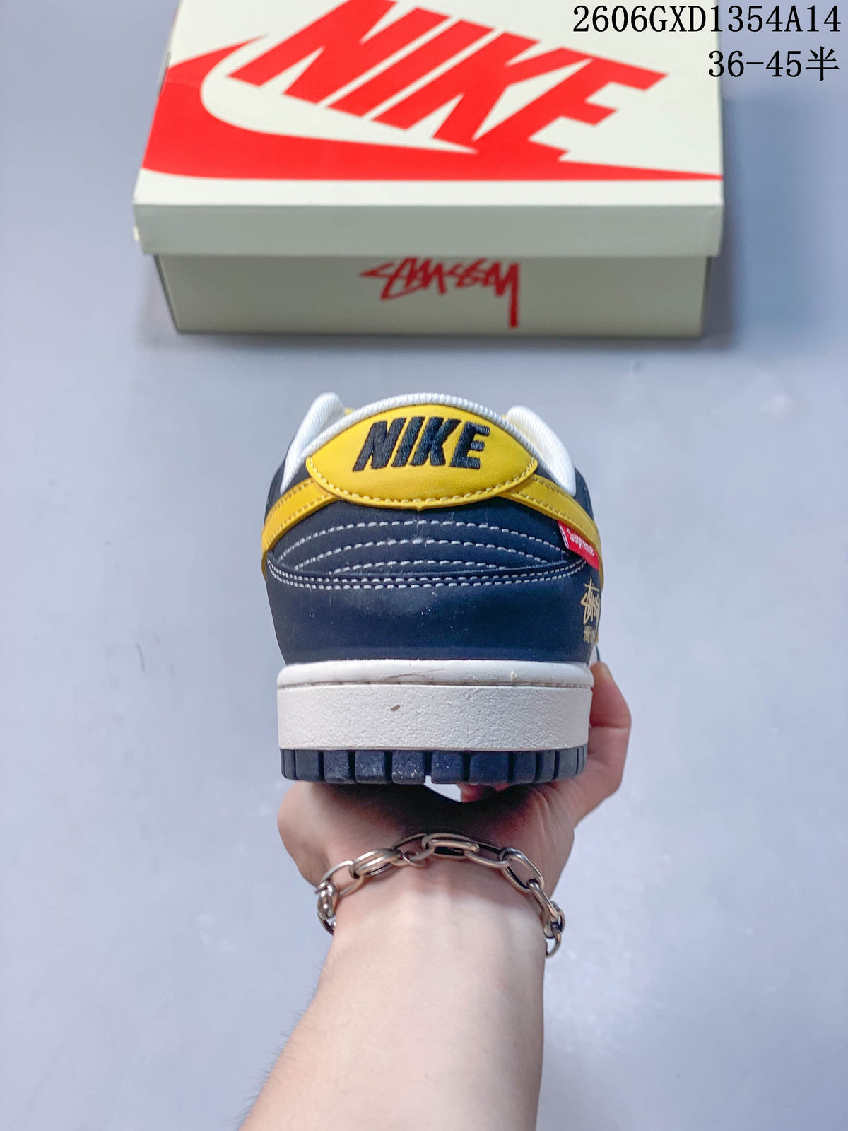 Nike Dunk Low Retro Sneakers in Navy, White and Yellow