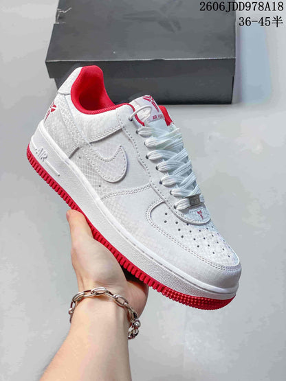 Nike Air Force 1 Low White and Red Sneakers