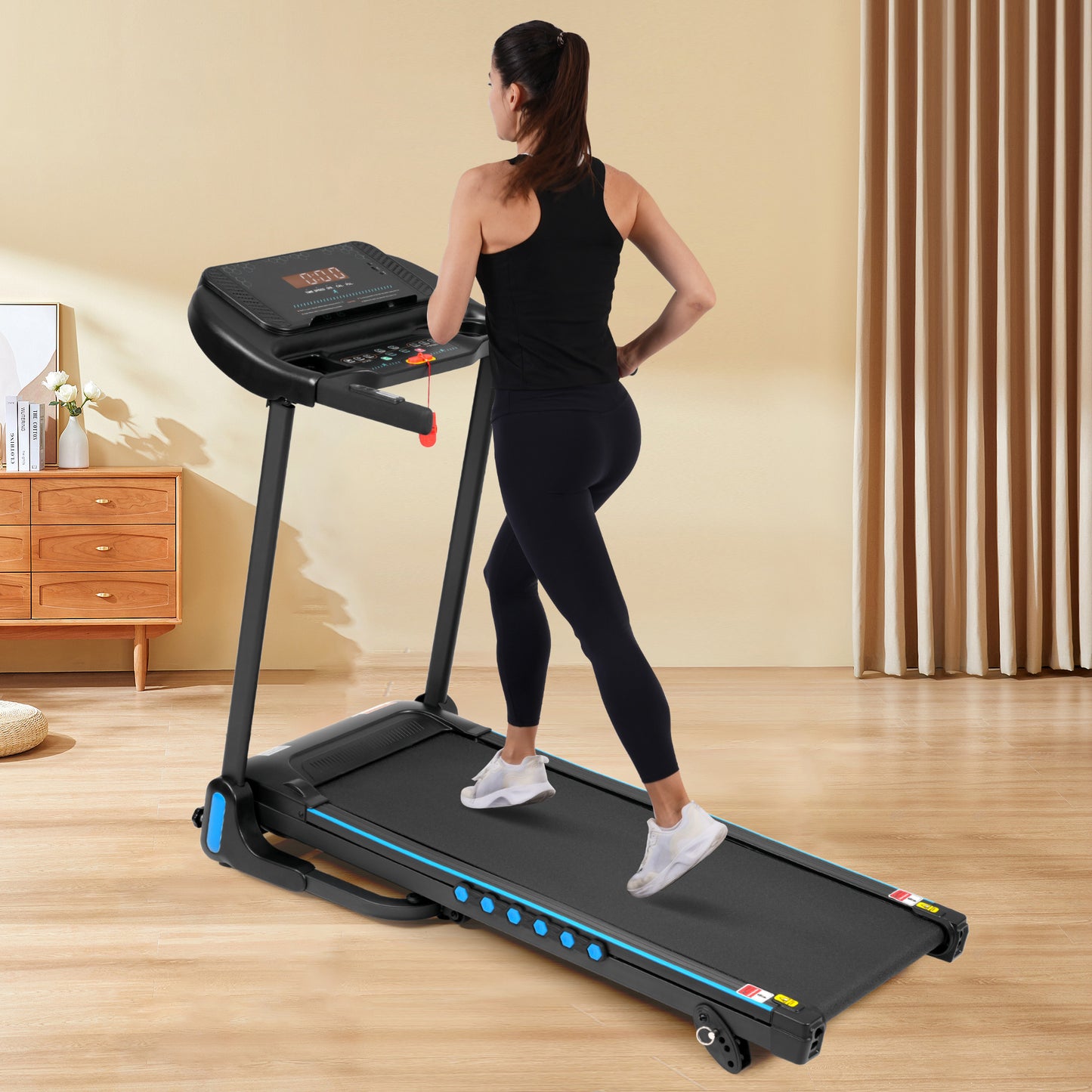 3.0HP Incline Treadmill, 350 lbs, Auto-Folding, Bluetooth Speaker, Type-C, 10MPH