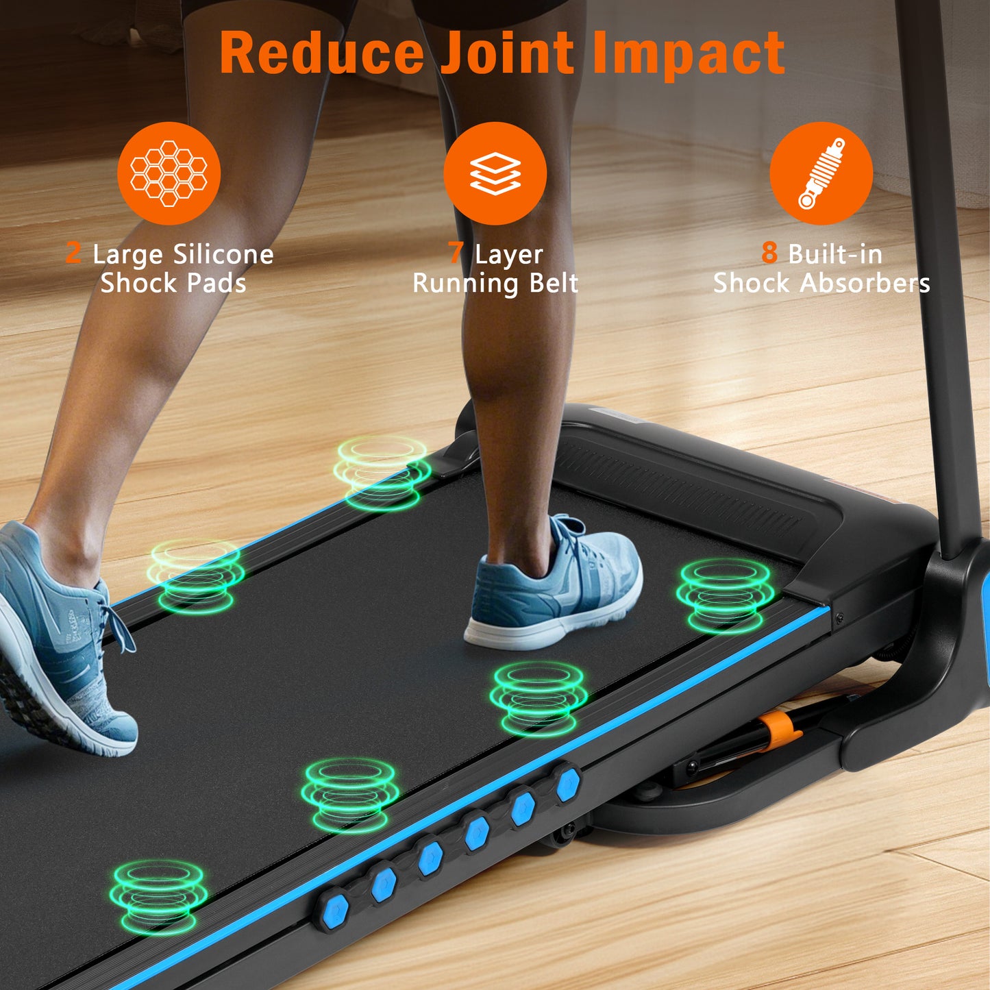 3.0HP Incline Treadmill, 350 lbs, Auto-Folding, Bluetooth Speaker, Type-C, 10MPH