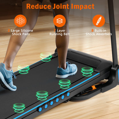 3.0HP Incline Treadmill, 350 lbs, Auto-Folding, Bluetooth Speaker, Type-C, 10MPH