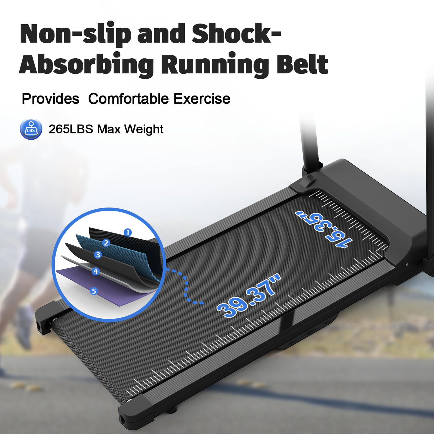2.5HP Foldable Treadmill for Home Gym, Electric Running Walking Machine