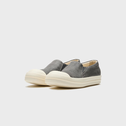 Rick Owens Boat Sneaks Scarpe In Denim - Dark Dust / Milk / Milk
