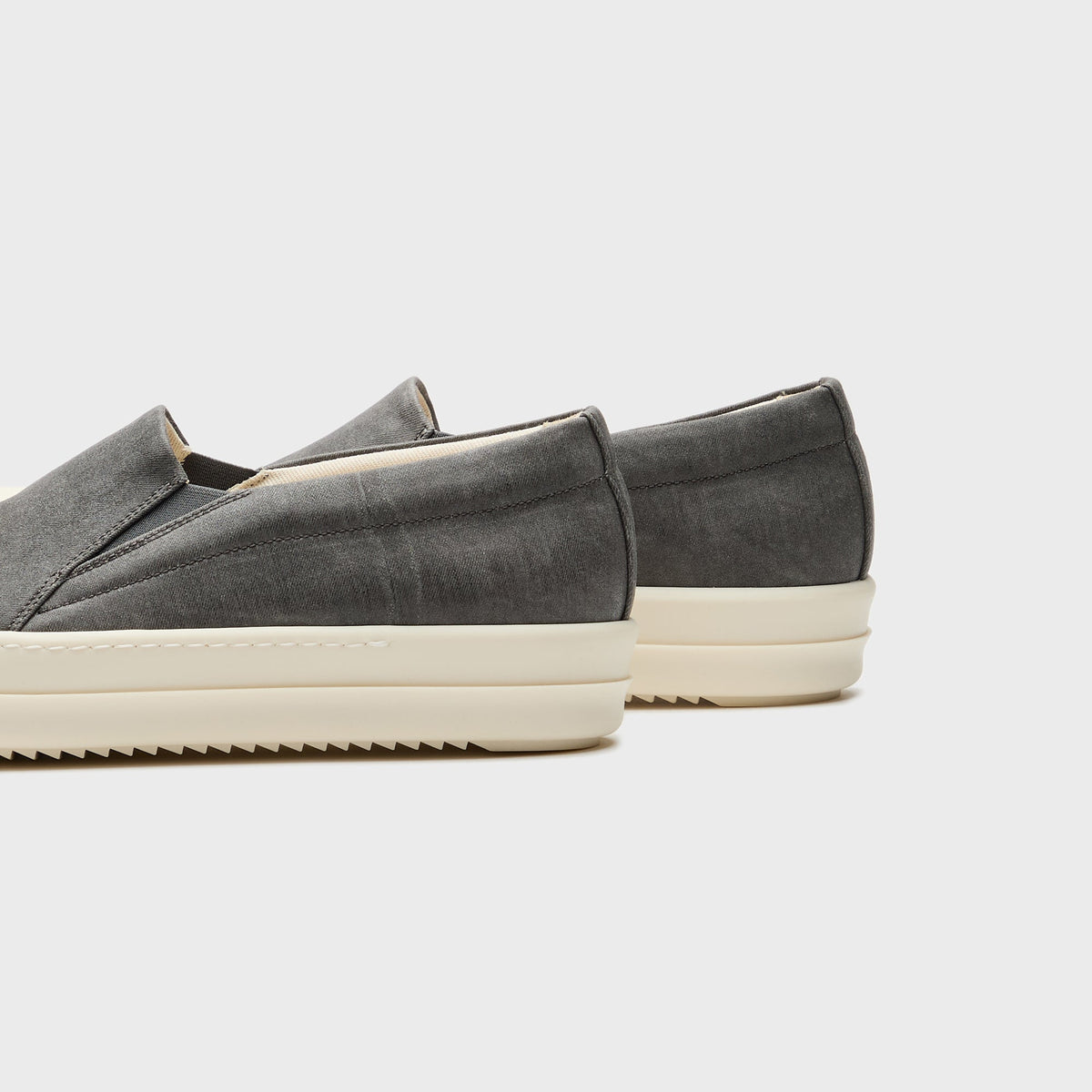 Rick Owens Boat Sneaks Scarpe In Denim - Dark Dust / Milk / Milk