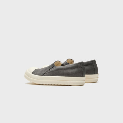 Rick Owens Boat Sneaks Scarpe In Denim - Dark Dust / Milk / Milk