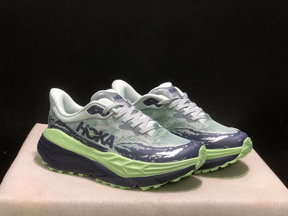 HOKA Stinson 7 Trail Running Shoes, Green and Navy