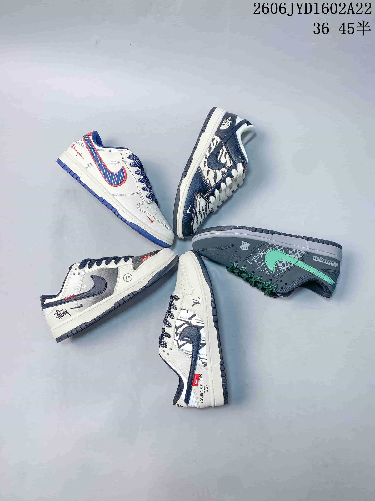 Nike SB Dunk Low Striped White, Blue and Red Sneakers