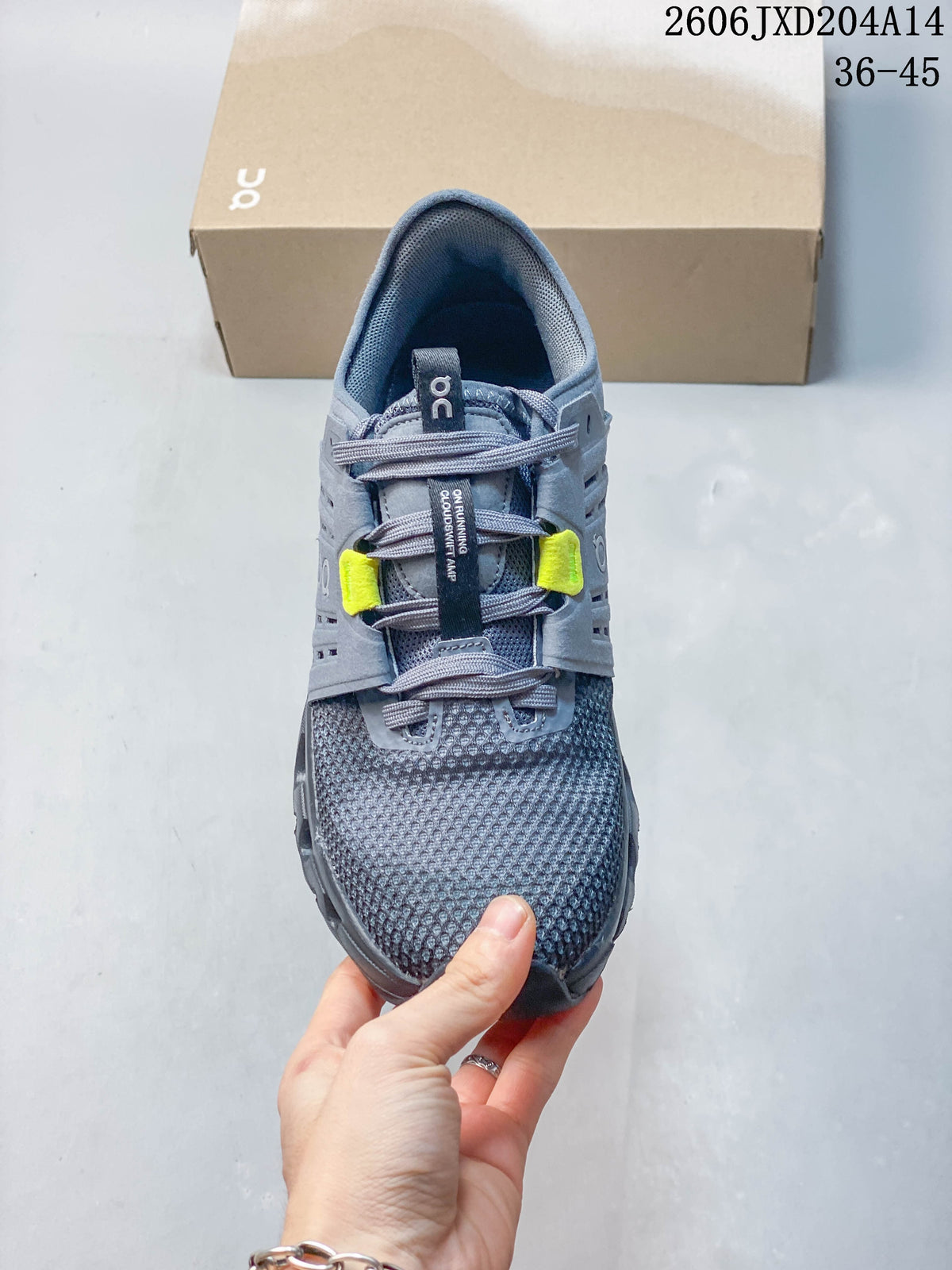 On Cloudswift Amp Men's Running Shoes, Gray and Neon Yellow
