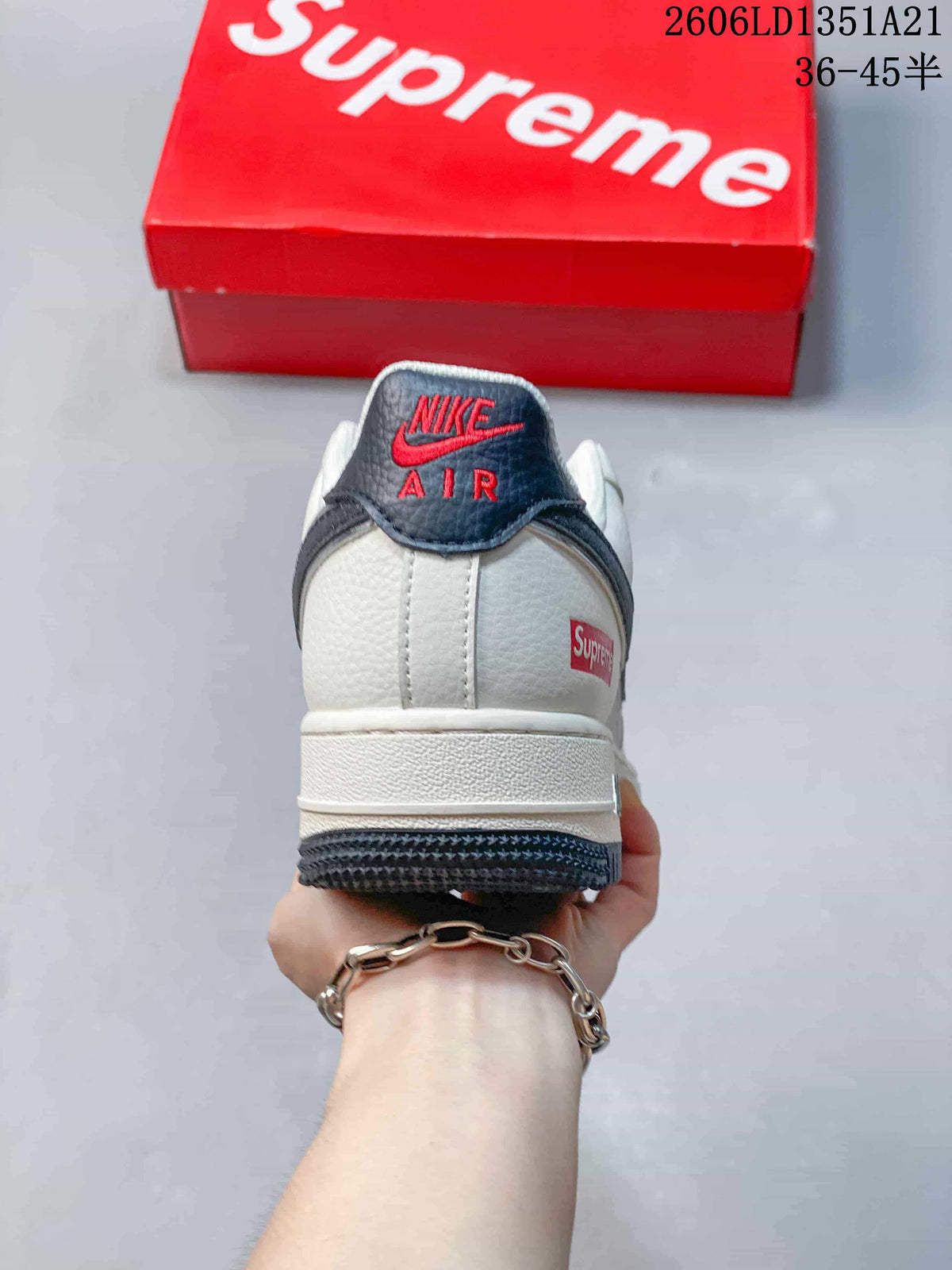 Nike Air Force 1 Low White Sneakers with Dark Swoosh