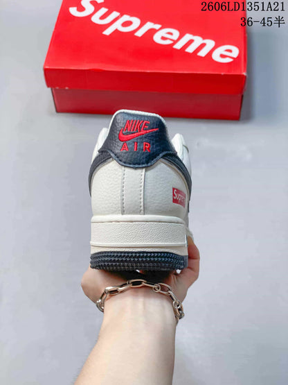 Nike Air Force 1 Low White Sneakers with Dark Swoosh