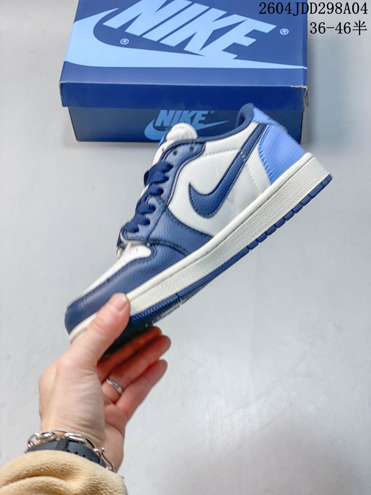 Jordan AJ1 Low Blue and White Sneakers