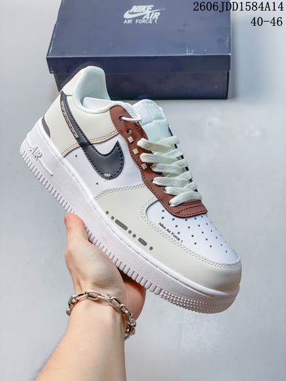 Nike Air Force 1 Low White Brown Sneakers