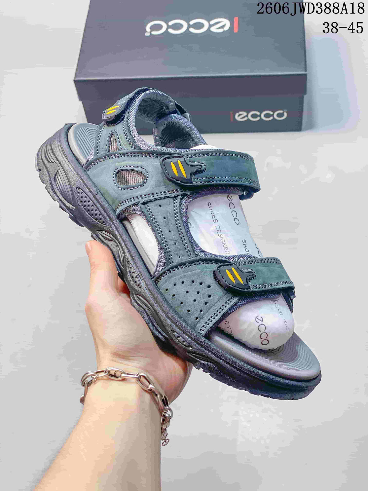 ECCO Adjustable Strap Sandals, Gray, 06JWD388A18