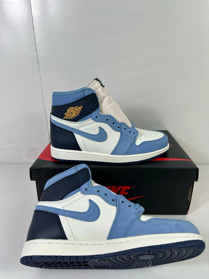 Angled side and outsole view of the high-top sneakers